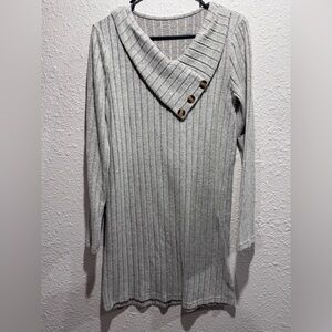 Gray Ribbed Women's Sweater Dress